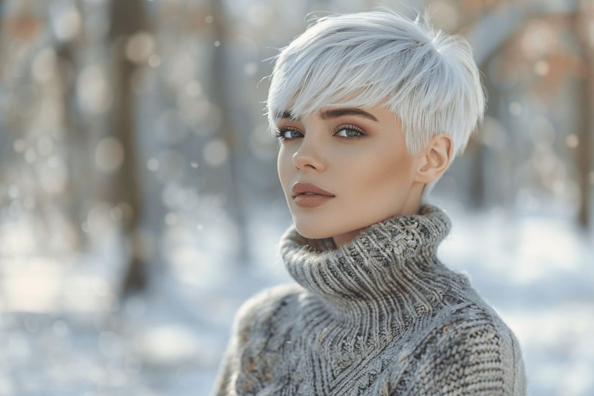 Transformez votre apparence avec ces coupes courtes spéciales cheveux blancs cet hiver
